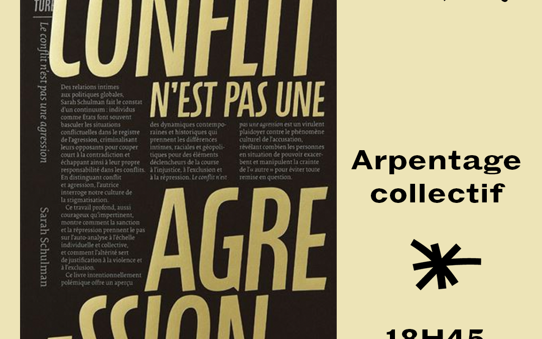 Arpentage « Le conflit n’est pas une agression », de Sarah Schulman